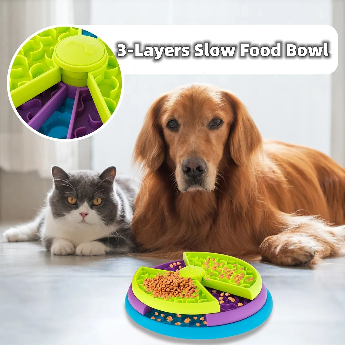 Slow Feed Cat & Dog Bowl – Fun Mealtime Puzzle